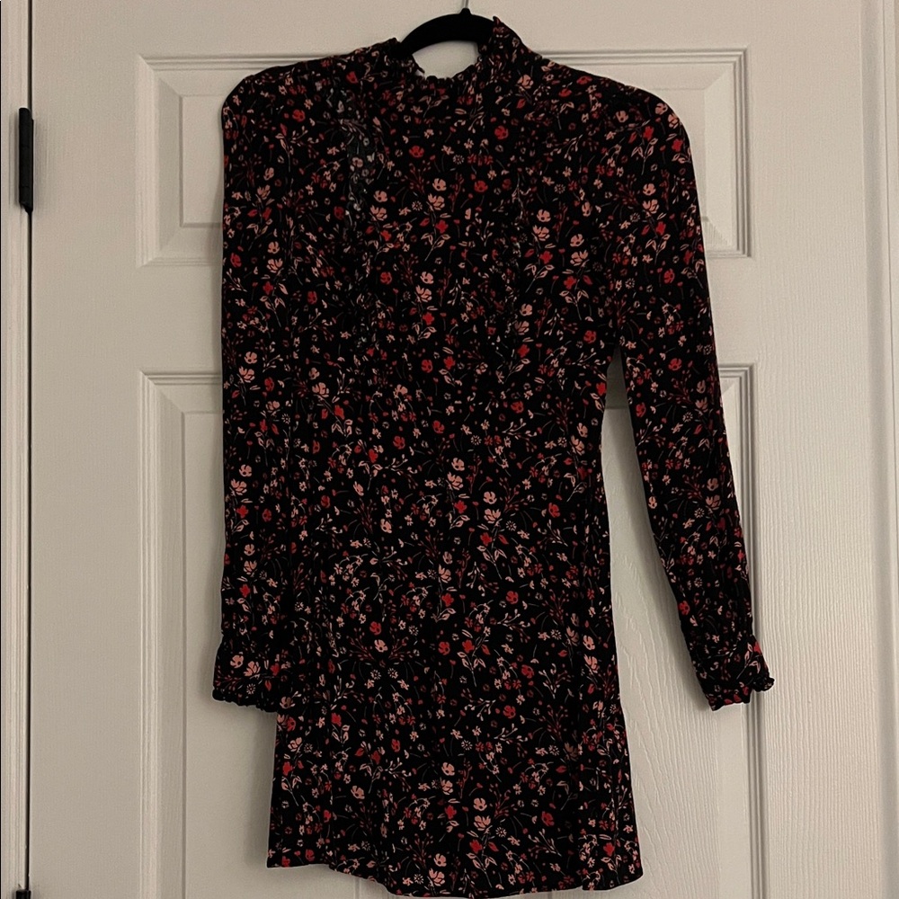 Express Black Floral Long Sleeve Dress
